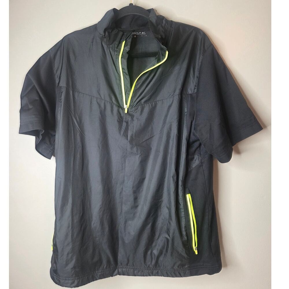 Nike Golf Short Sleeve Windbreaker Mens Size Large Black 1/4 Zip Pullover